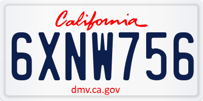 CA license plate 6XNW756