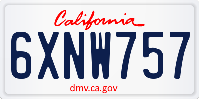 CA license plate 6XNW757