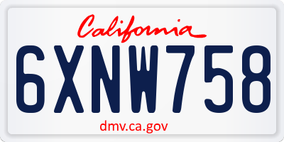 CA license plate 6XNW758