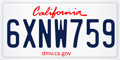 CA license plate 6XNW759