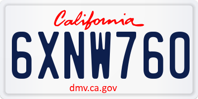 CA license plate 6XNW760