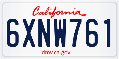CA license plate 6XNW761
