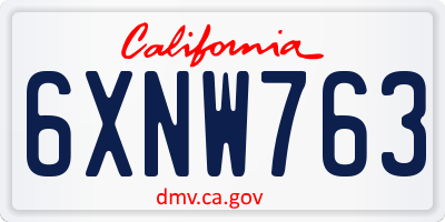 CA license plate 6XNW763