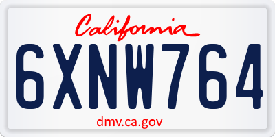 CA license plate 6XNW764