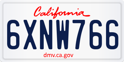 CA license plate 6XNW766