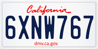CA license plate 6XNW767