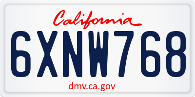 CA license plate 6XNW768