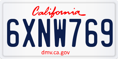 CA license plate 6XNW769