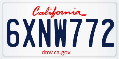 CA license plate 6XNW772