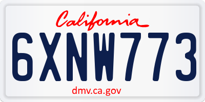 CA license plate 6XNW773