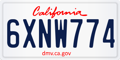 CA license plate 6XNW774