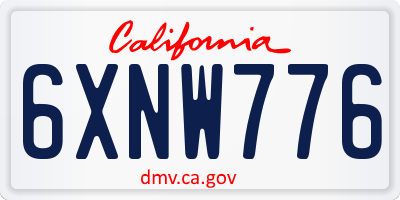 CA license plate 6XNW776