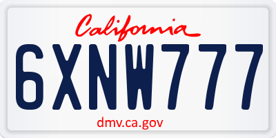CA license plate 6XNW777