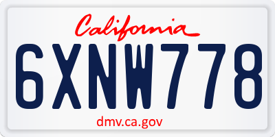 CA license plate 6XNW778