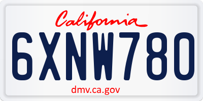 CA license plate 6XNW780