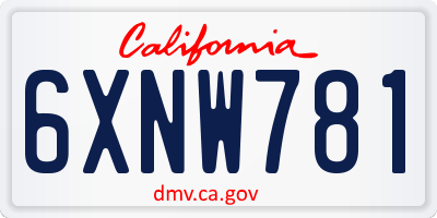 CA license plate 6XNW781