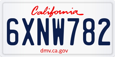 CA license plate 6XNW782