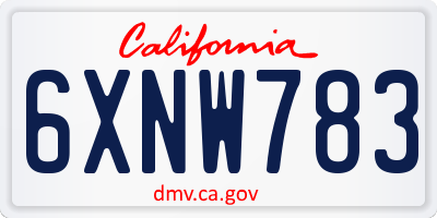 CA license plate 6XNW783