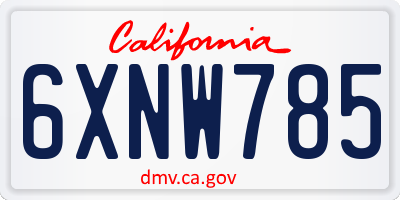 CA license plate 6XNW785