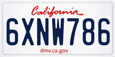 CA license plate 6XNW786