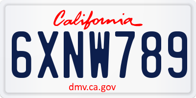 CA license plate 6XNW789