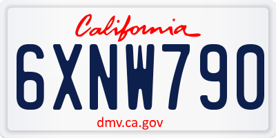 CA license plate 6XNW790