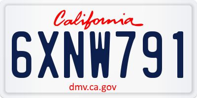 CA license plate 6XNW791