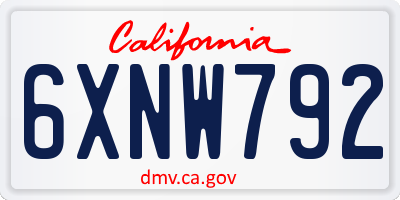 CA license plate 6XNW792