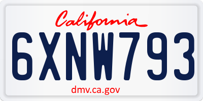 CA license plate 6XNW793