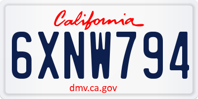 CA license plate 6XNW794