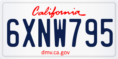 CA license plate 6XNW795