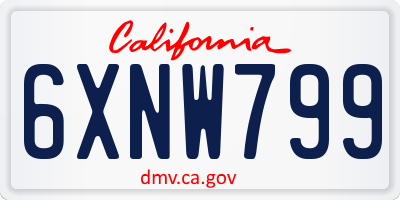 CA license plate 6XNW799