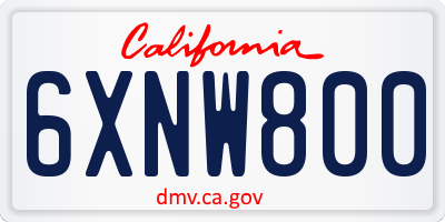CA license plate 6XNW800