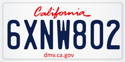 CA license plate 6XNW802