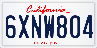 CA license plate 6XNW804