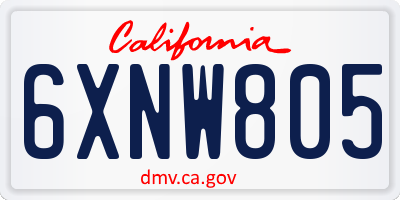 CA license plate 6XNW805