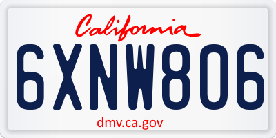 CA license plate 6XNW806