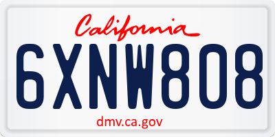 CA license plate 6XNW808