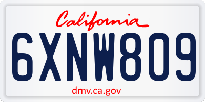 CA license plate 6XNW809
