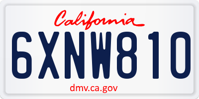 CA license plate 6XNW810