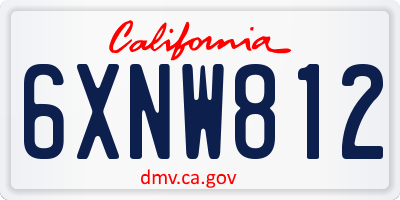 CA license plate 6XNW812