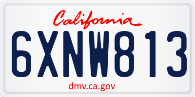CA license plate 6XNW813
