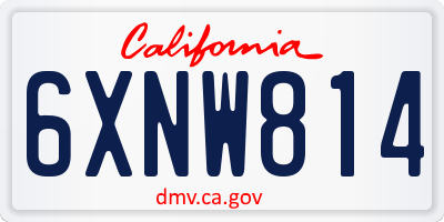 CA license plate 6XNW814