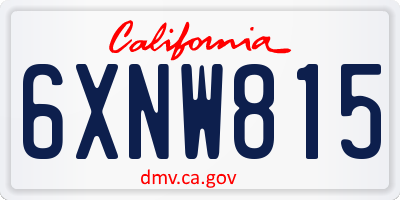 CA license plate 6XNW815