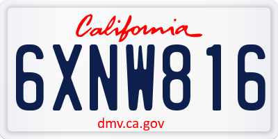 CA license plate 6XNW816