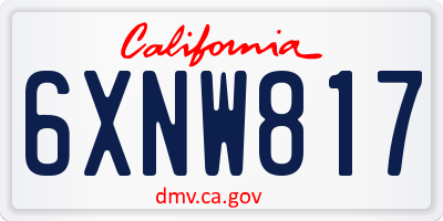 CA license plate 6XNW817