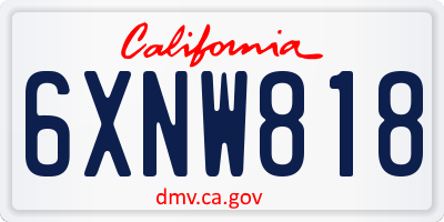 CA license plate 6XNW818