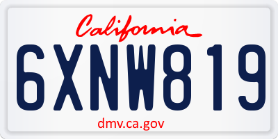 CA license plate 6XNW819