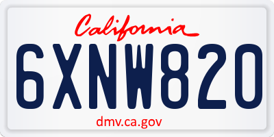 CA license plate 6XNW820