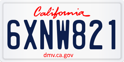 CA license plate 6XNW821